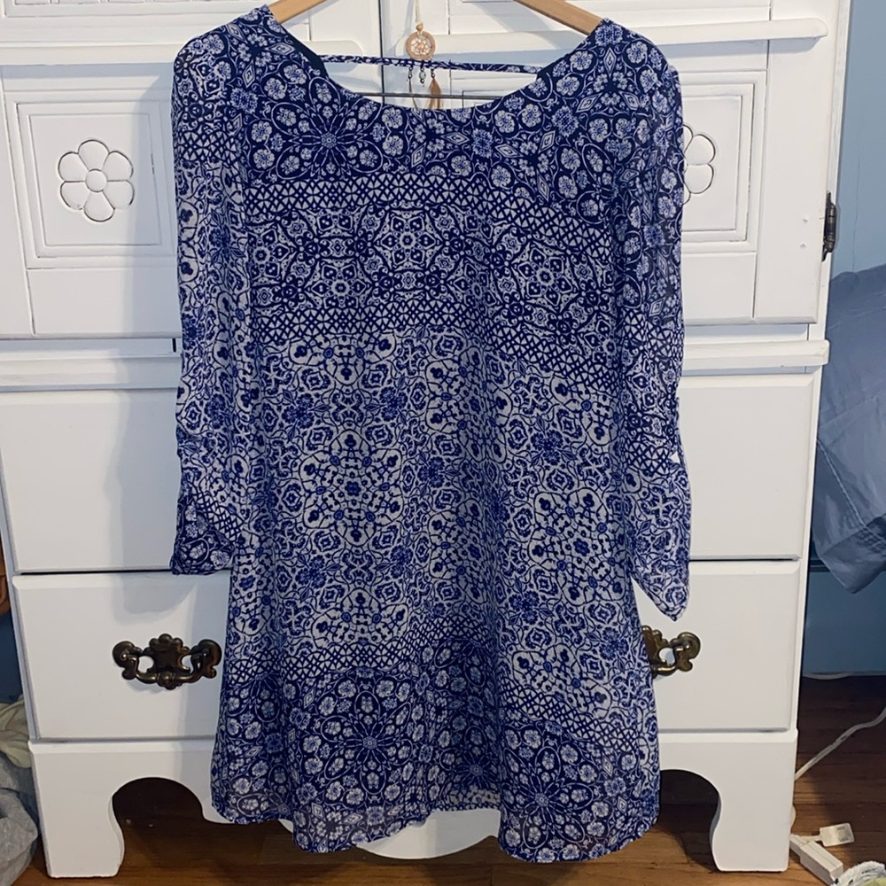 Blue printed dress